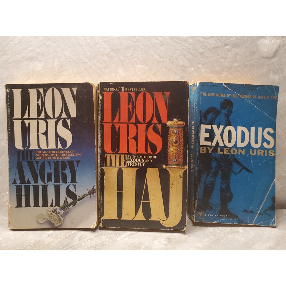 Leon Uris Vintage Paperback Lot 3 Books Exodus The Haj The Angry Hills Bantam